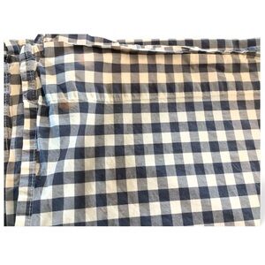 Pottery Barn Kids Gingham Navy Blue Flat Sheet 100% Organic Cotton Size Queen